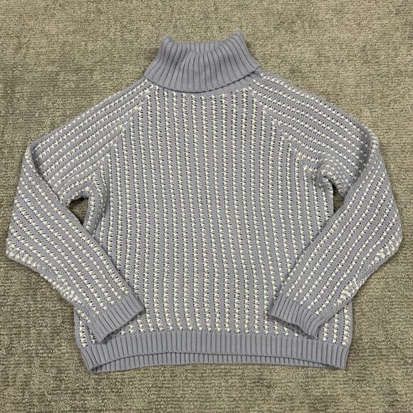 Haven Well Within Sweater Womens Large Open Knit Chunky Turtleneck Lavender New - Picture 2 of 9
